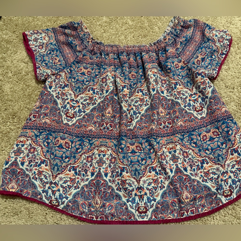 Heartloom Paisley Boho Top Womens Large Flowy Blouse Festival Chic